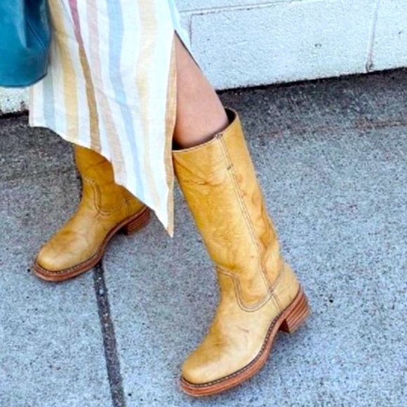 Frye Banana Yellow Leather Campus Boot - Picture 2 of 14